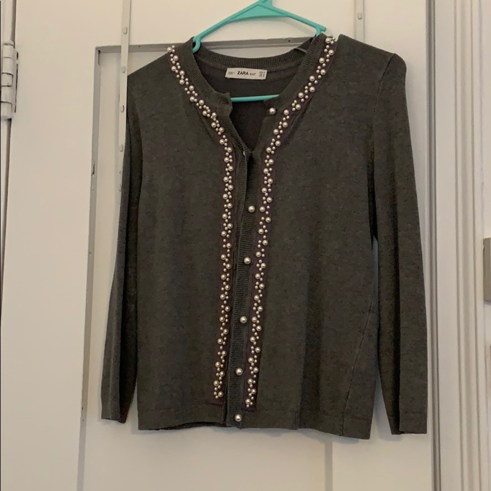 NWOT Zara knit cardigan with pearls